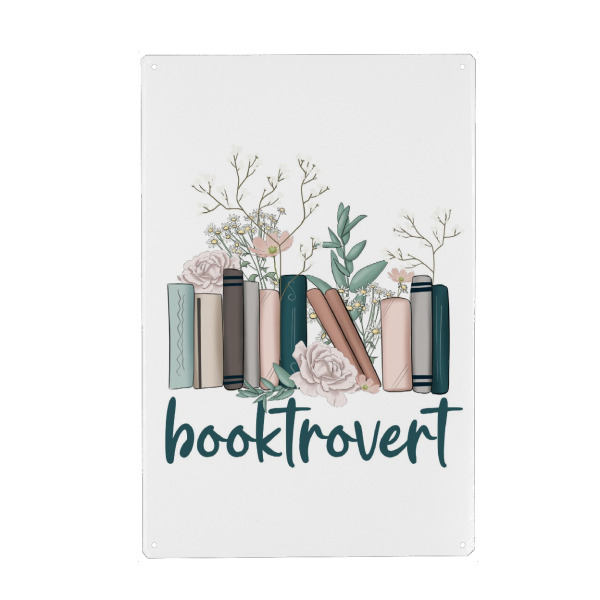 Metall Poster "Booktrovert" artboxONE - Floral,Buchstaben,Für Mama