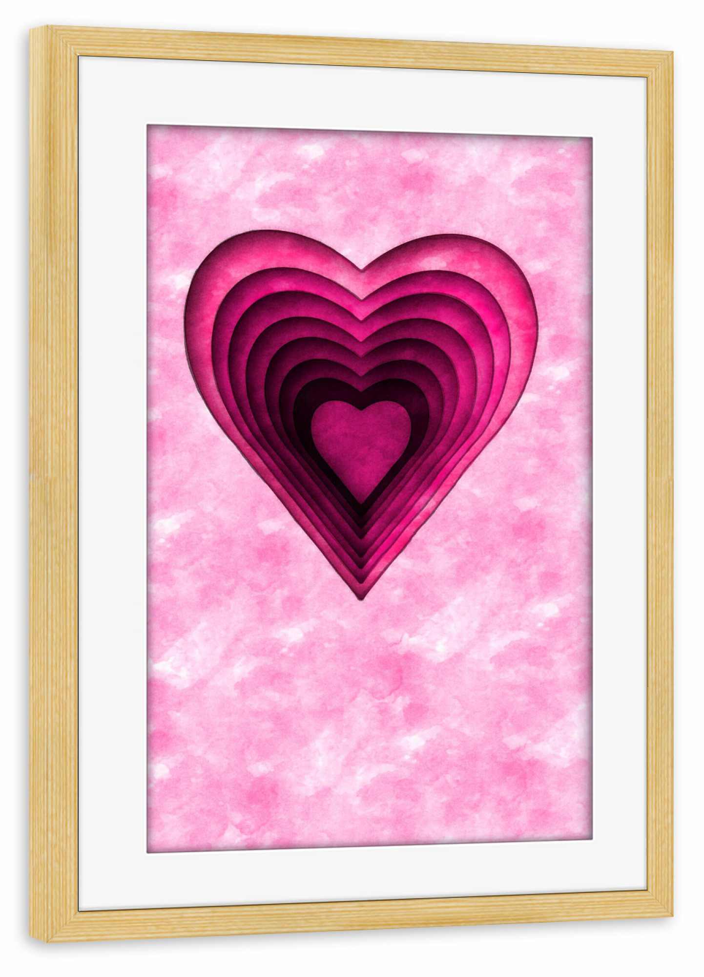 Poster mit Rahmen kiefer "Rosa Herz" artboxONE - Liebe - Herz,Rosa,Zeichnung,Illustration
