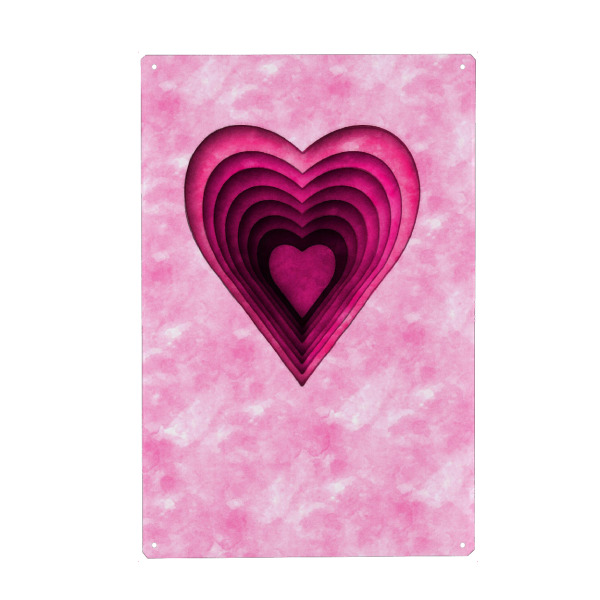 Metall Poster "Rosa Herz" artboxONE - Liebe - Herz,Rosa,Zeichnung,Illustration - Blechschild