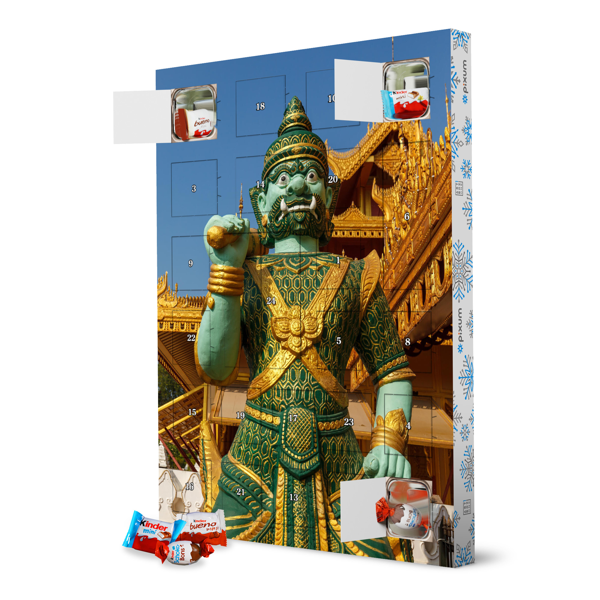 Adventskalender XXL mit Produkten von Kinder Statue im Tempel artboxONE Adventskalender Architektur