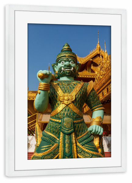Poster mit Rahmen weiß "Statue im Tempel" artboxONE - Architektur - Myanmar,Burma,Mandalay,Königlicher palast,Buddhismus,Palast,Tempel,Asien,Statue