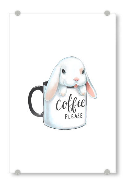 Acrylglasbild "Hase will Kaffee" artboxONE - Tiere,Essen & Trinken