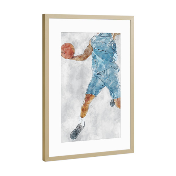Poster mit Rahmen Gold "Basketball 7 (matart)" artboxONE - Sport - Basketball,Korb,Ball,Basketballspieler,Nba,Spieler,Team,Sport