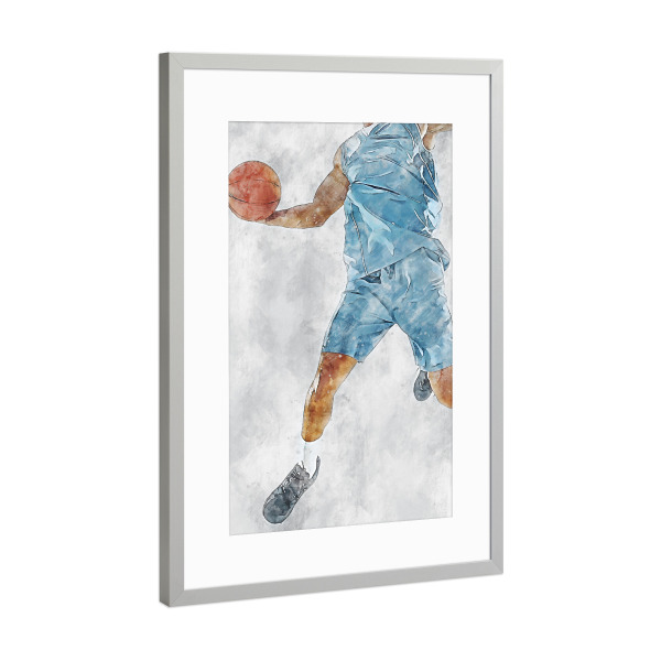 Poster mit Rahmen Silber "Basketball 7 (matart)" artboxONE - Sport - Basketball,Korb,Ball,Basketballspieler,Nba,Spieler,Team,Sport