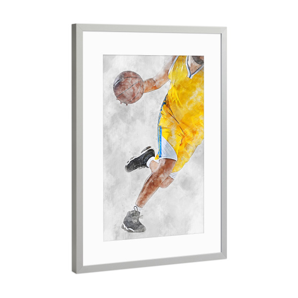 Poster mit Rahmen Silber "Basketball 6 (matart)" artboxONE - Sport - Basketball,Korb,Ball,Basketballspieler,Nba,Spieler,Mannschaft,Sport