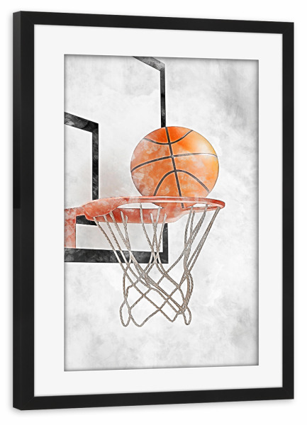 Poster mit Rahmen schwarz "Basketball 2 (matart)" artboxONE - Sport - Basketball,Korb,Ball,Basketballspieler,Nba,Spieler,Team,Sport,Reifen