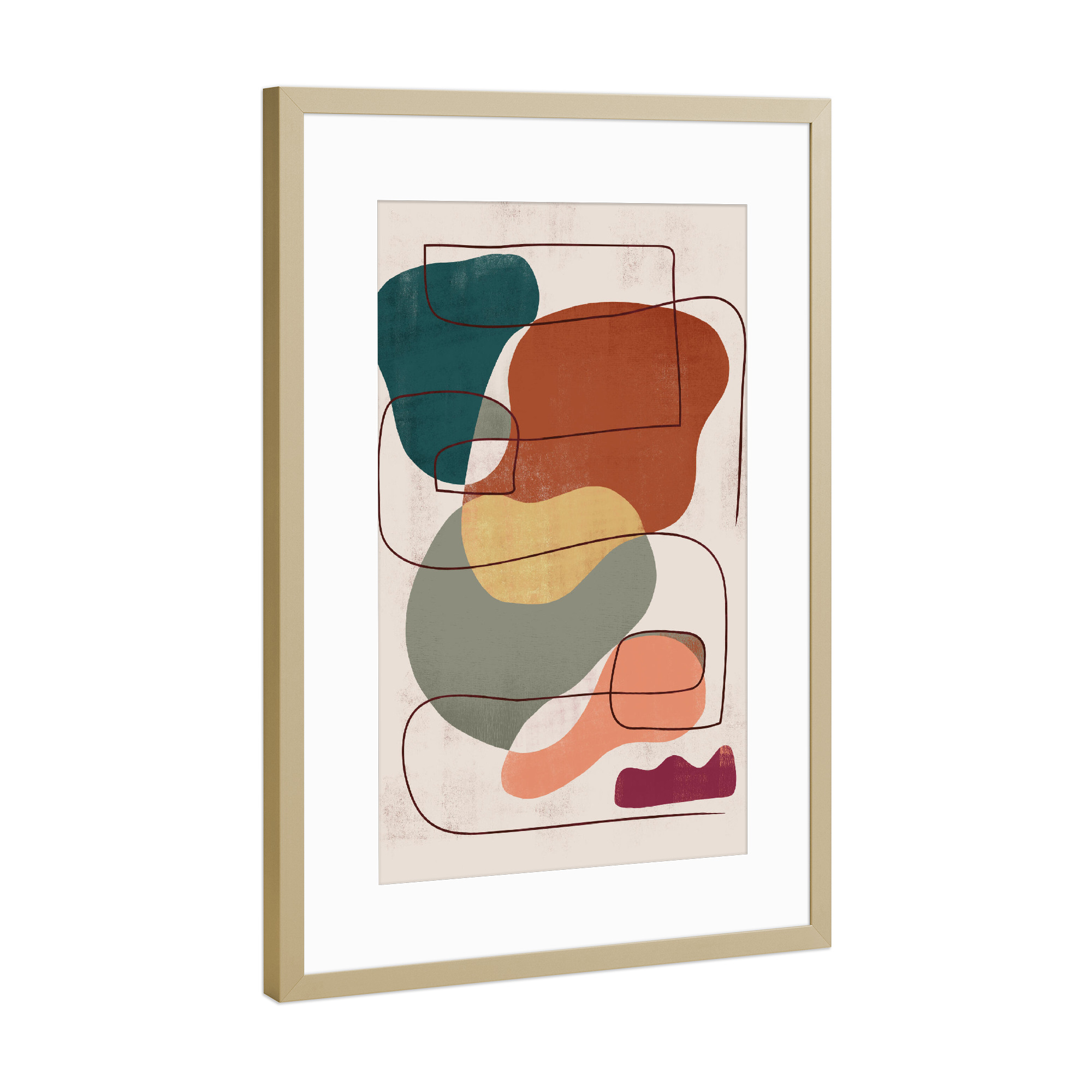 Poster mit Rahmen Gold "Abstrakt Geometrischer Colorful B" artboxONE - Abstrakt