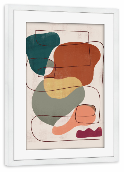 Poster mit Rahmen weiß "Abstrakt Geometrischer Colorful B" artboxONE - Abstrakt