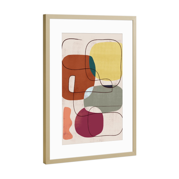 Poster mit Rahmen Gold "Bunte geometrische Formen" artboxONE - Abstrakt