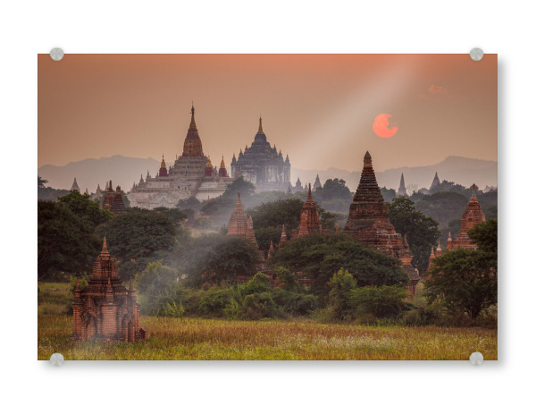Acrylglasbild "Sonnenaufgang bei Bagan" artboxONE - Reise,Architektur,Reise / Asien