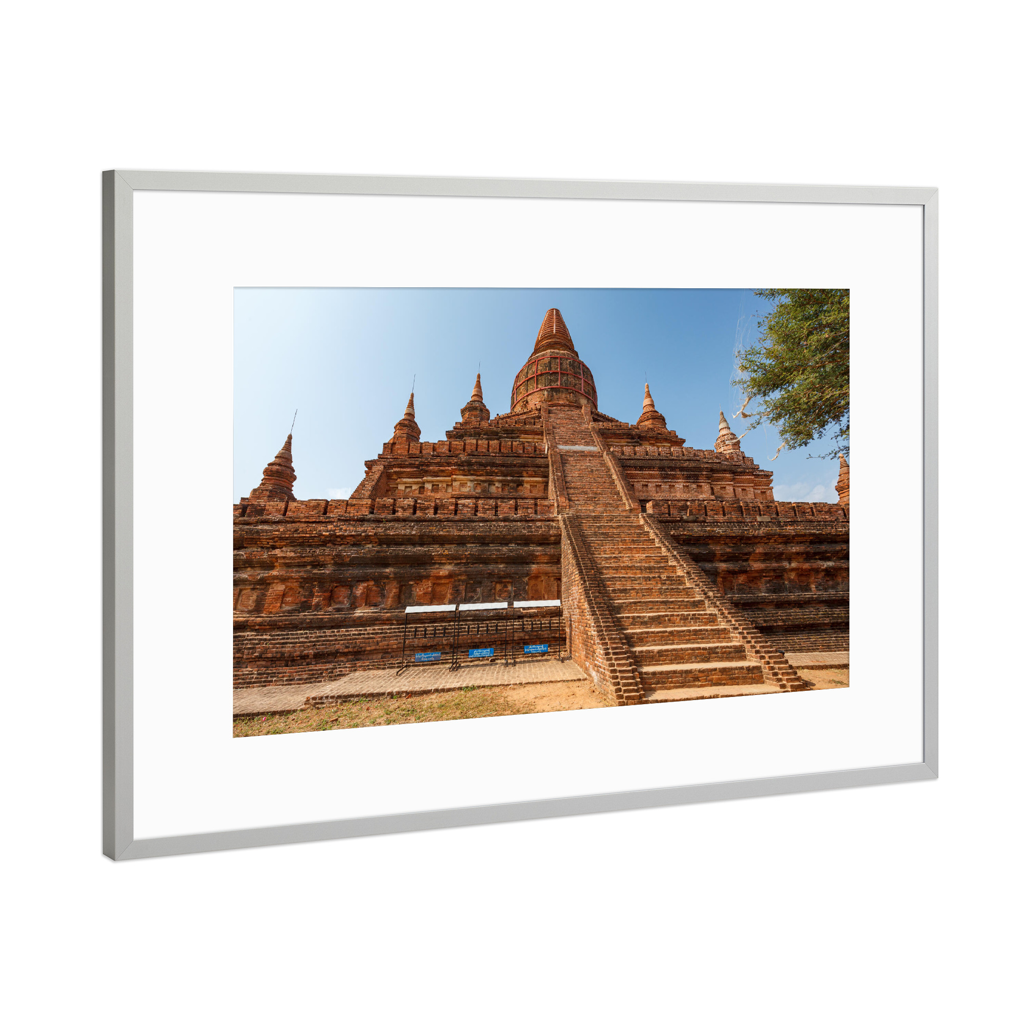 Poster mit Rahmen Silber "Die Pagoden von Bagan" artboxONE - Architektur