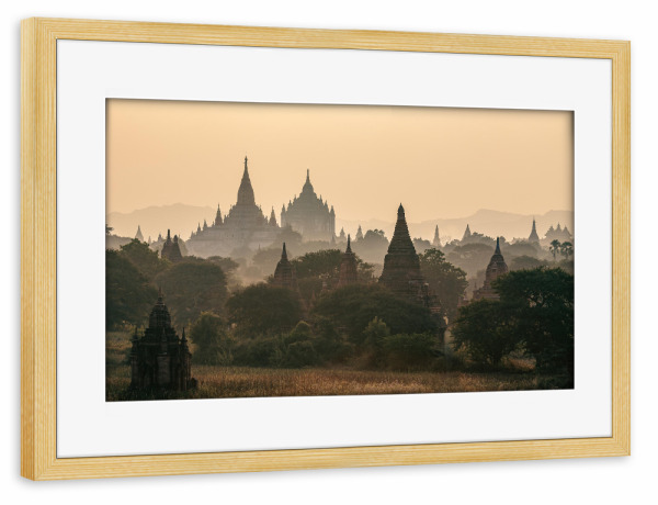 Poster mit Rahmen kiefer "Bagan in Myanmar" artboxONE - Architektur