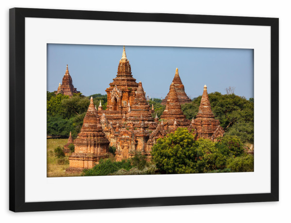 Poster mit Rahmen schwarz "Pagoden von Bagan" artboxONE - Architektur,Reise / Asien