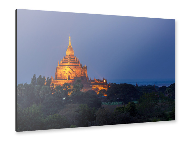 Alu-Dibond "Beleuchtete Pagode von Bagan" 30x20 cm artboxONE