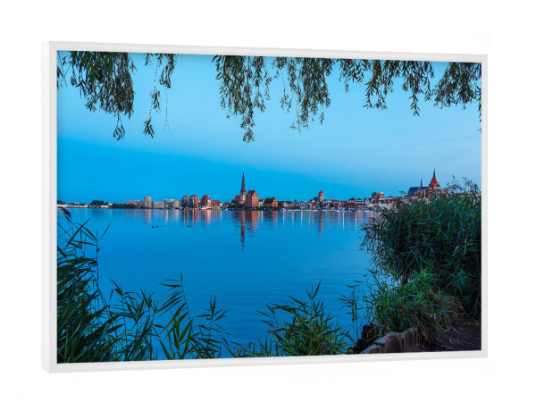 Poster mit weißem Rahmen "Rostock, Warnow, Schilf, Baum" artboxONE - Natur,Reise,Architektur,Städte / Weitere