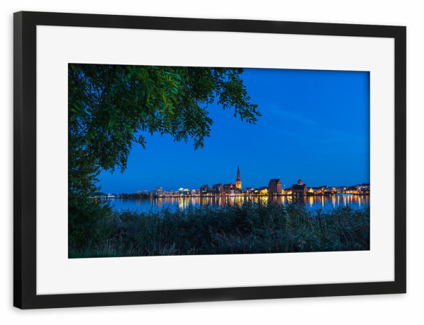 Poster mit Rahmen schwarz "Baum, Rostock, Warnow" artboxONE - Natur,Reise,Architektur,Städte / Weitere