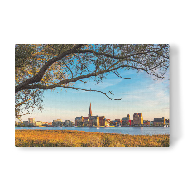 Leinwandbild "Rostock, Warnow, Baum Schilf" artboxONE - Natur,Reise,Architektur,Städte / Weitere