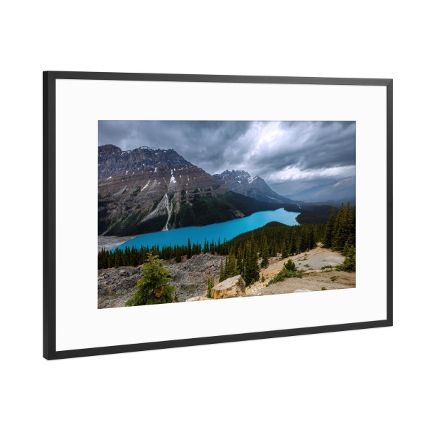 Poster mit Rahmen Schwarz (Metallic) "Peyto Lake" artboxONE - Natur