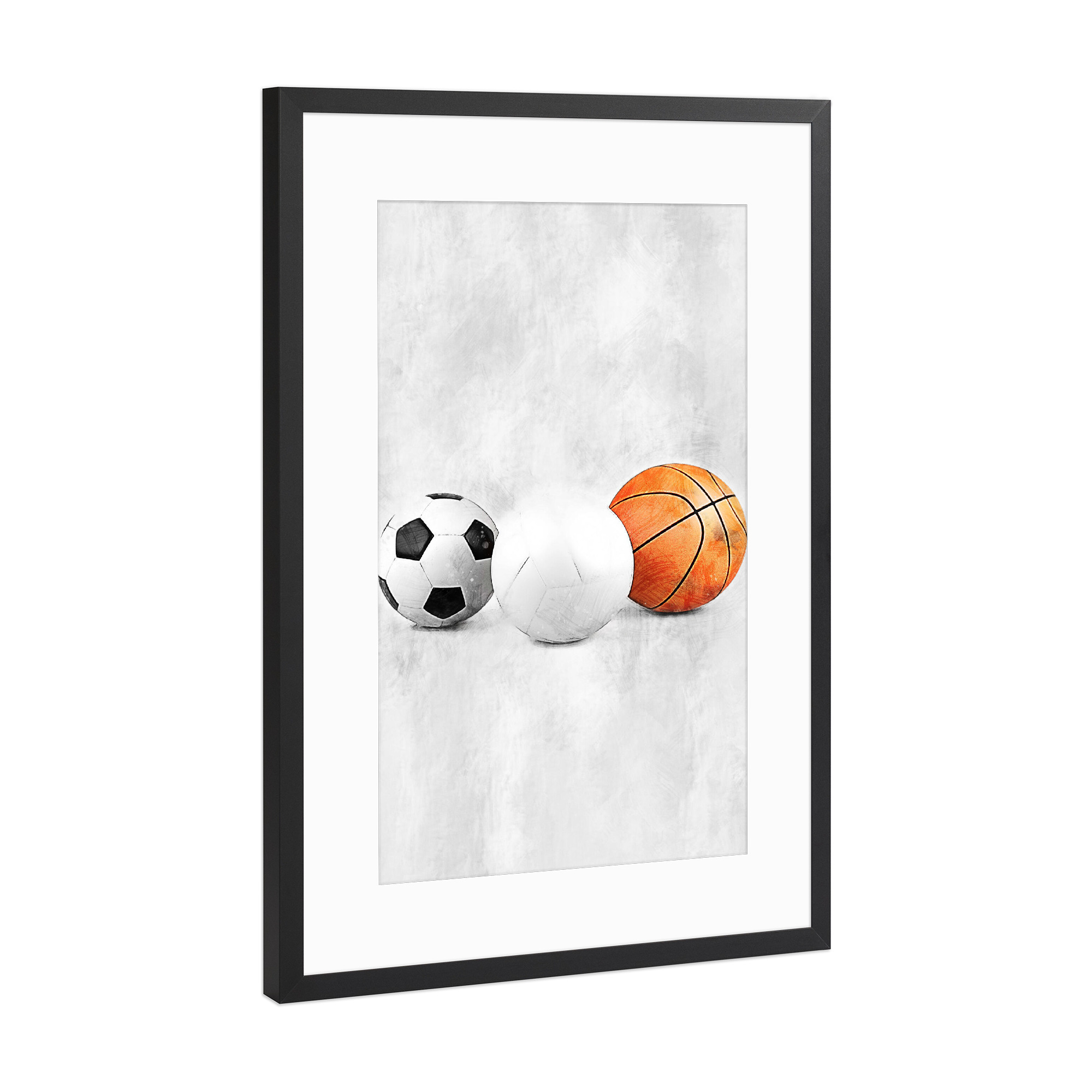 Poster mit Rahmen Schwarz (Metallic) "Balls (matart)" artboxONE - Sport