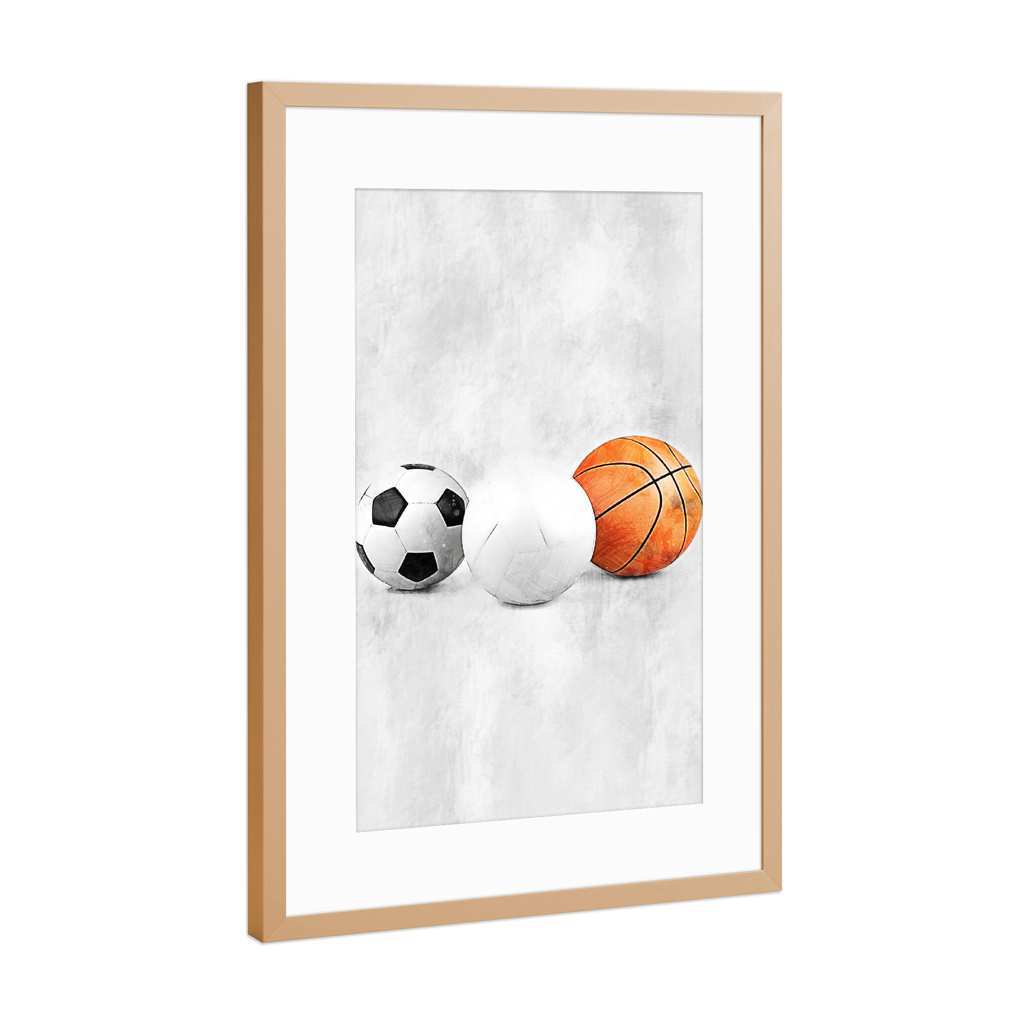 Poster mit Rahmen Kupfer "Balls (matart)" artboxONE - Sport