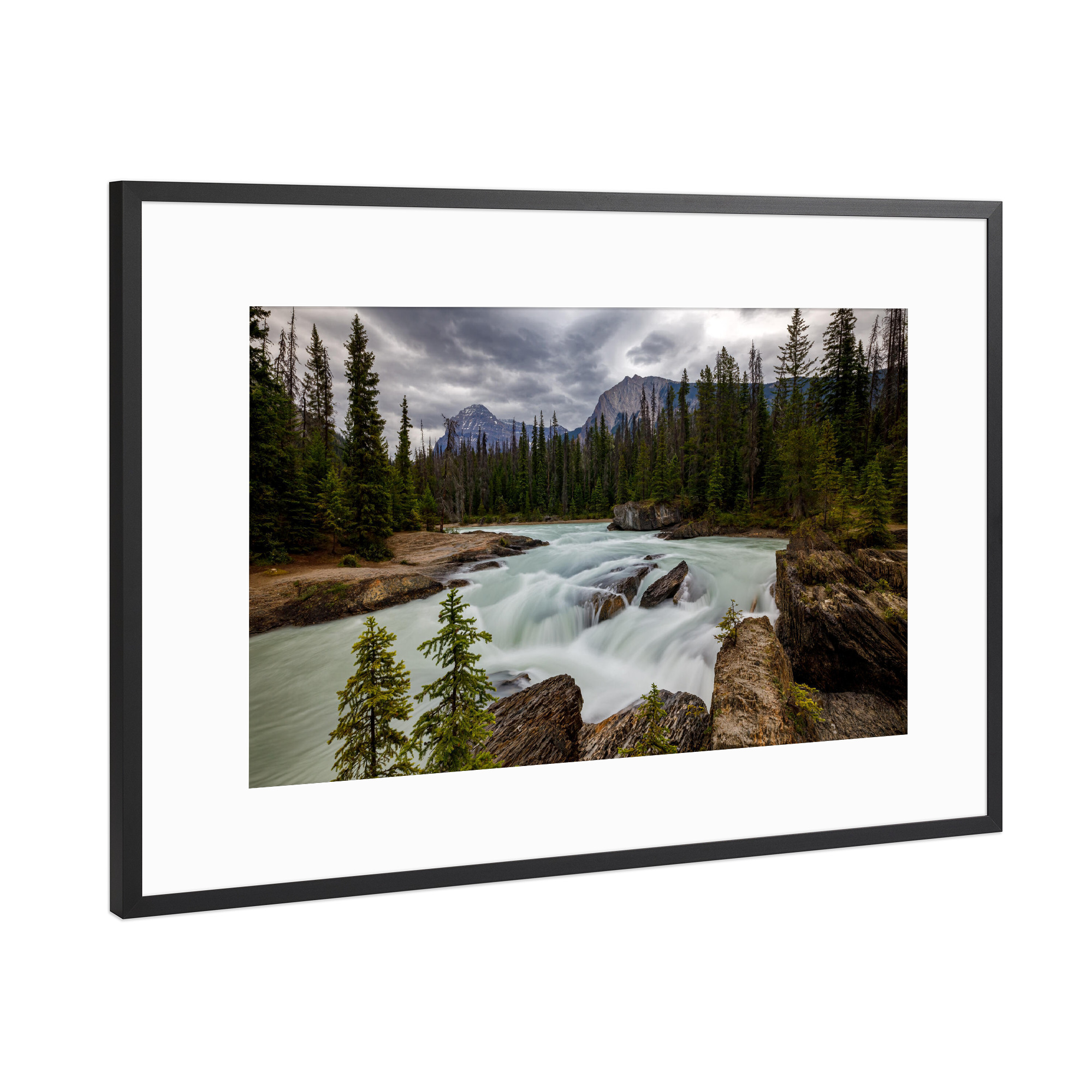 Poster mit Rahmen Schwarz (Metallic) "Kicking Horse River in Kanada" artboxONE - Natur,Reise