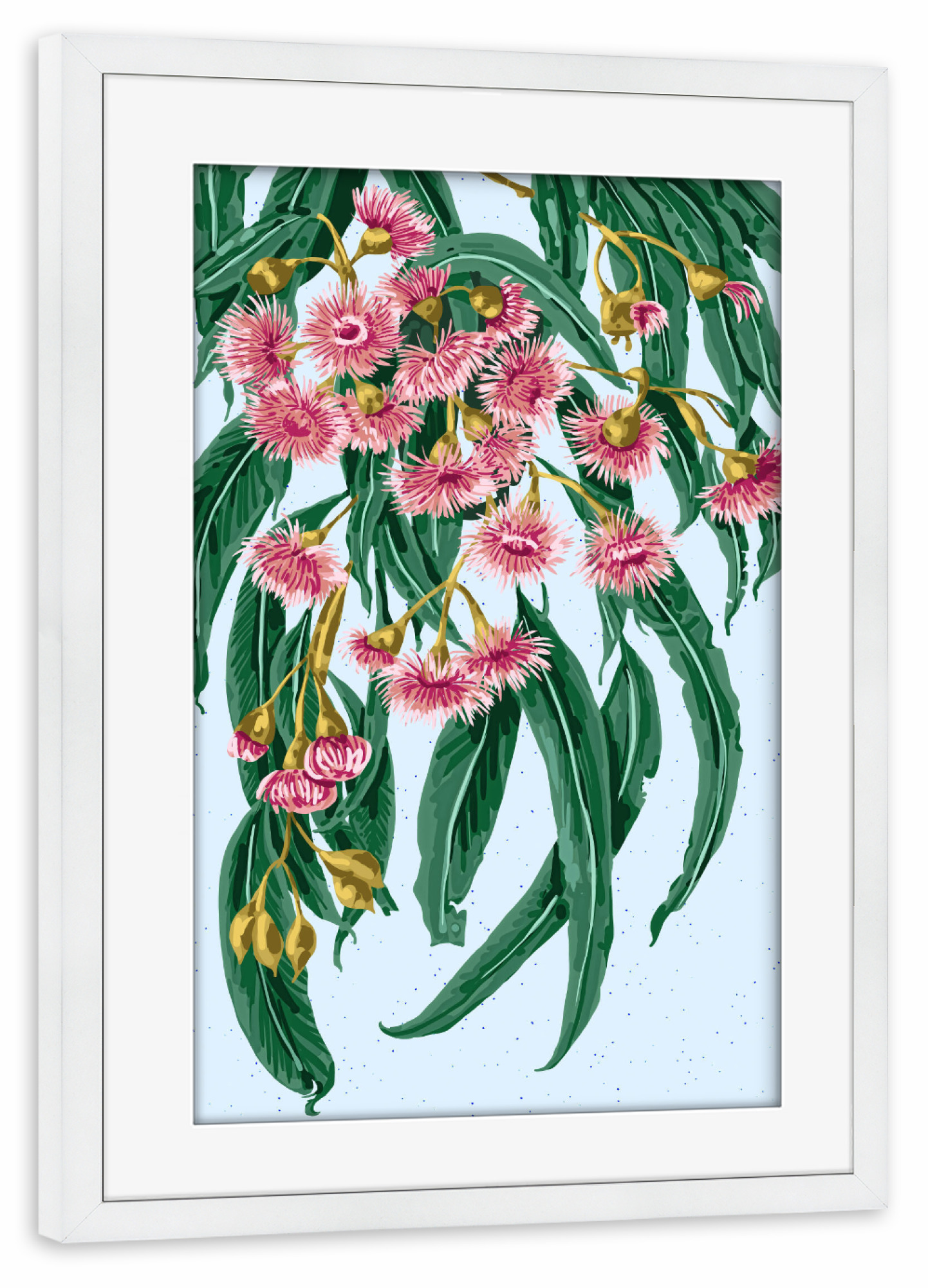 Poster mit Rahmen weiß "Die Blüte eines goldenen Geistes" artboxONE - Floral