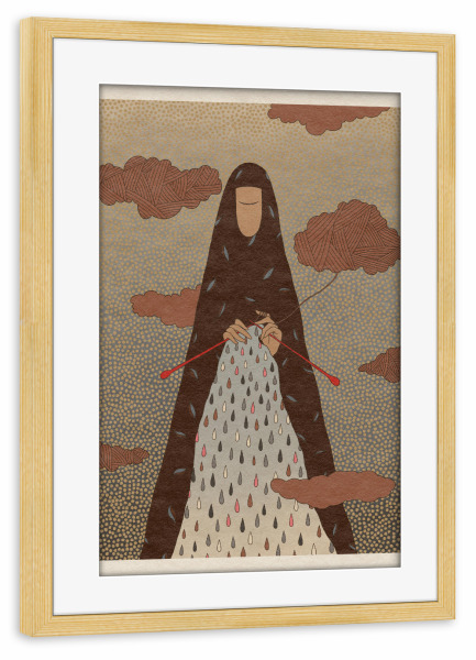 Poster mit Rahmen kiefer "Pink Priest - Knit it rain" artboxONE - Menschen,Fiktion,Galaxy