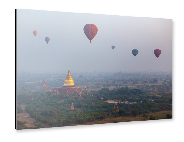 Alu-Dibond "Ballons über Bagan in Myanmar" 30x20 cm artboxONE