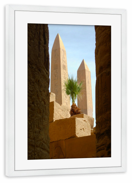 Poster mit Rahmen weiß "Obelisken in Karnak" artboxONE - Reise,Architektur,Reise / Afrika,Reise / Länder
