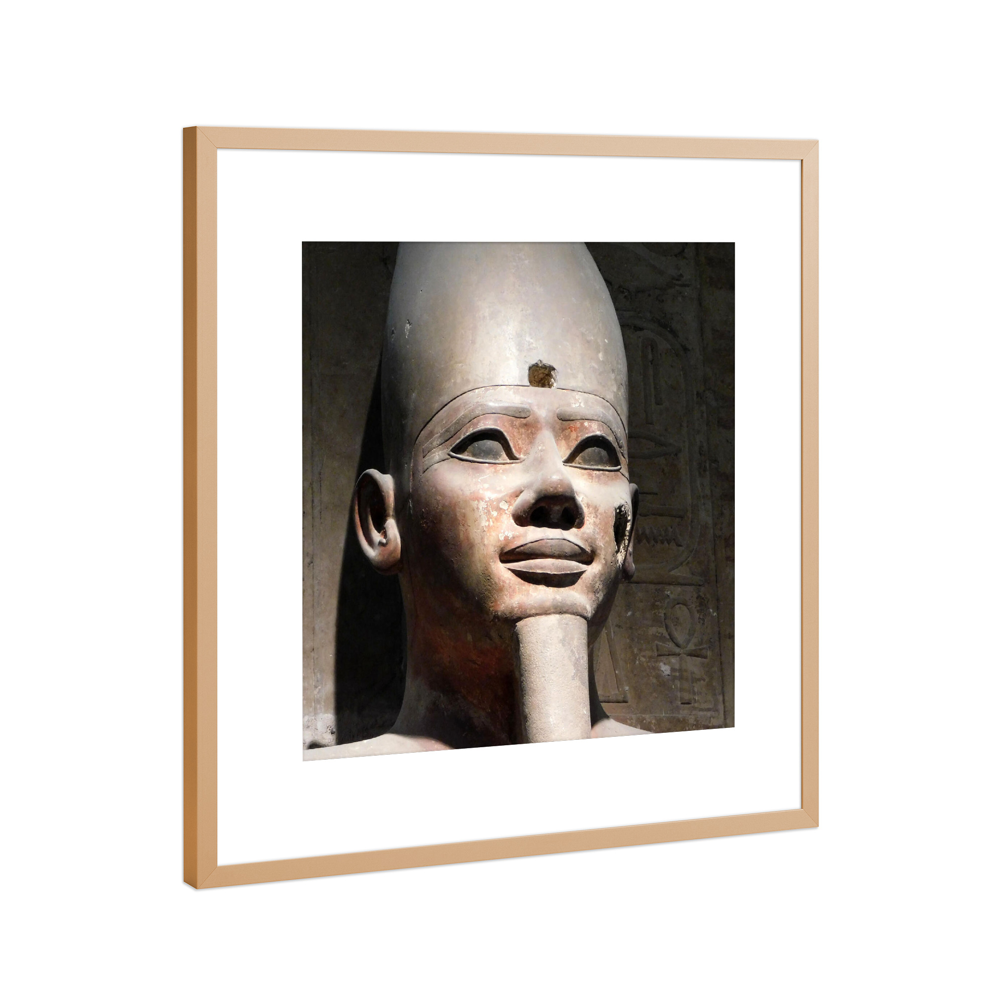 Poster mit Rahmen Kupfer "Nubischer Pharao" artboxONE - Reise,Reise / Afrika,Reise / Länder - Pharao,Statue,Büste,ägypten,Altertum,Kairo,Antike