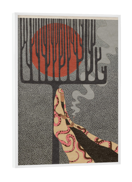 Poster mit weißem Rahmen "Pink Priest - Junky Eve" artboxONE - Natur,Menschen,Fiktion - Natur,Baum,Mond,Person,Mensch,Macht,Wald