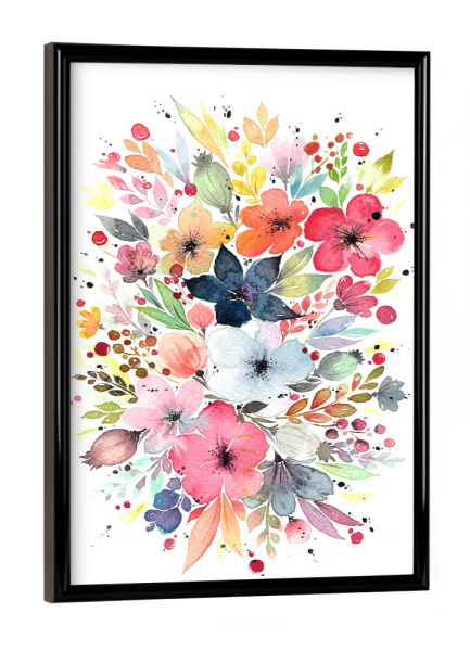 Poster mit schwarzem Rahmen "Esther Meinl - Bunter Strauß" artboxONE - Natur,Floral - Blume,Blumenstrauß,Natur,Blüte,Botanik,Blühen