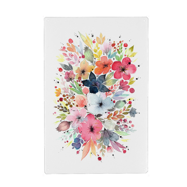 Holzbild "Esther Meinl - Bunter Strauß" artboxONE - Natur,Floral - Blume,Blumenstrauß,Natur,Blüte,Botanik,Blühen