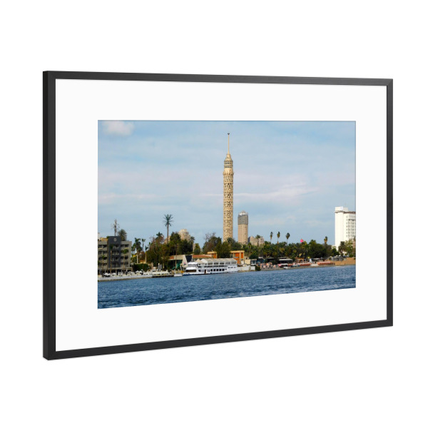 Poster mit Rahmen Schwarz (Metallic) "Kairo-Tower an Nil" artboxONE - Städte,Reise,Architektur,Reise / Afrika,Reise / Länder