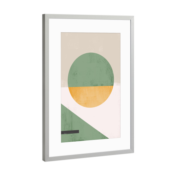 Poster mit Rahmen Silber "Abstrakte Kunst Geometrisches Gelb" artboxONE - Abstrakt,Geometrie - Abstrakt,Geometrie,Formen,Bunt
