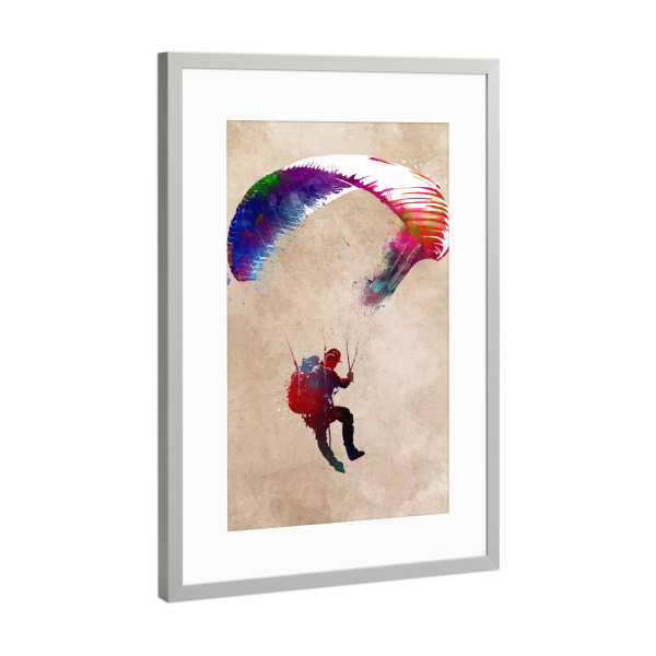 Poster mit Rahmen Silber "Fallschirmjägersportart B" artboxONE - Sport - Fallschirmjäger,Fallschirmjäger,Fallschirm,Sport