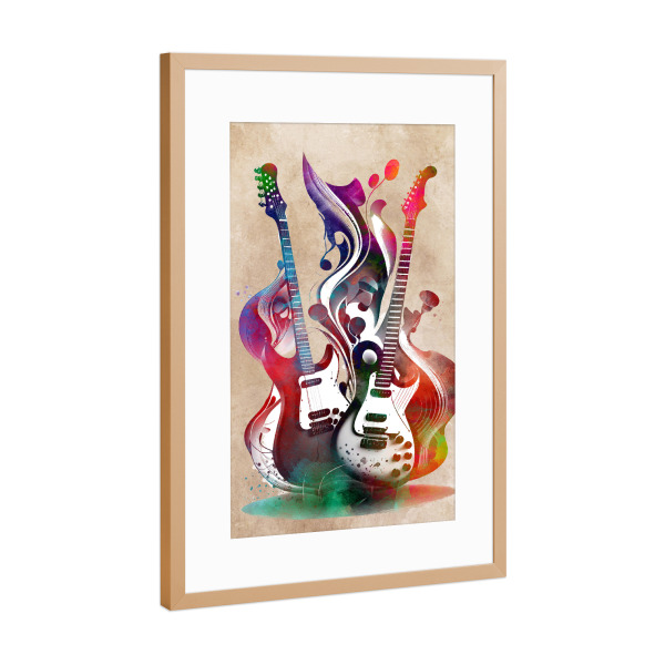Poster mit Rahmen Kupfer "Gitarrenmusikkunst A" artboxONE - Musik - Gitarre,Gitarren,Musik,Instrument,Musikinstrument,Band,Jazz