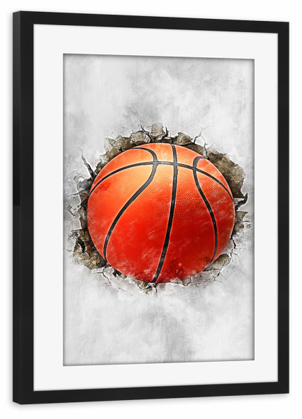 Poster mit Rahmen schwarz "Basketball Ball (matart)" artboxONE - Sport - Basketball,Korb,Ball,Basketballspieler,Nba,Spieler,Mannschaft,Sport