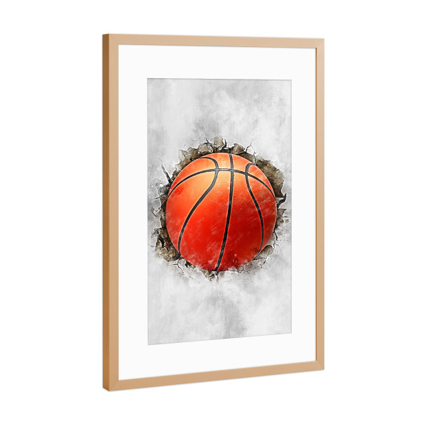 Poster mit Rahmen Kupfer "Basketball Ball (matart)" artboxONE - Sport - Basketball,Korb,Ball,Basketballspieler,Nba,Spieler,Mannschaft,Sport