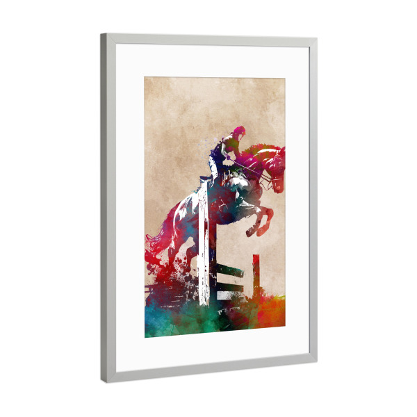 Poster mit Rahmen Silber "Reitsportkunst A" artboxONE - Sport - Reitkunst,Pferd,Sport,Reiten,Reiter