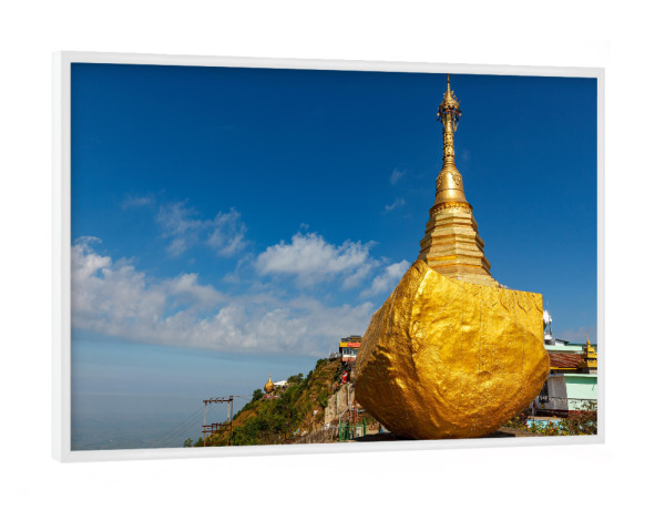 Poster mit weißem Rahmen "Der Goldene Felsen in Myanmar" artboxONE - Architektur,Reise / Asien