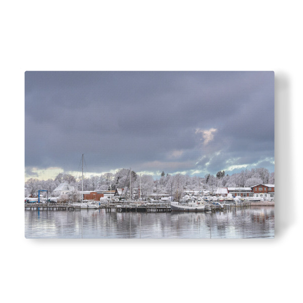 Leinwandbild "Wolken, Gebäude, Boot, Fluss" artboxONE - Natur,Reise,Architektur,Städte / Weitere