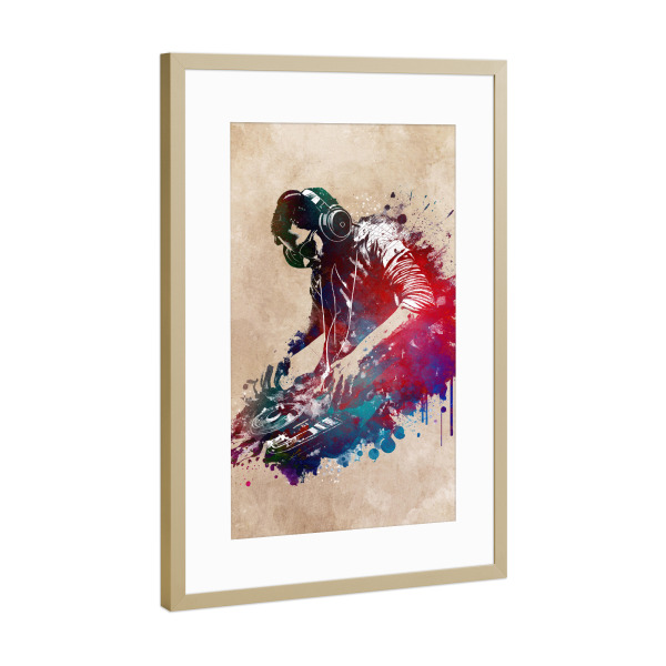 Poster mit Rahmen Gold "DJ-Musikkonsole B" artboxONE - Musik - Dj-musikkonsole,Dj,Musik,Konsole,Club,Sounds