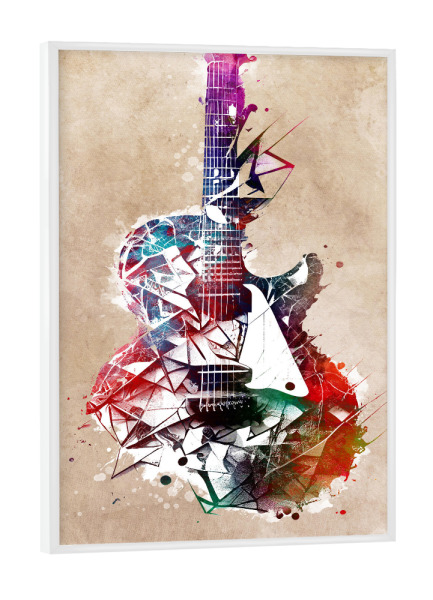 Poster mit weißem Rahmen "Gitarrenmusikkunst B" artboxONE - Musik - Gitarre,Gitarren,Musik,Instrument,Musikinstrument,Band,Jazz