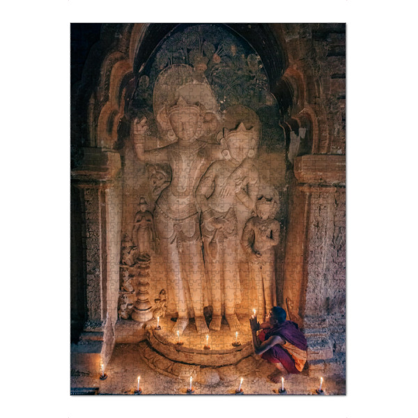 Puzzle Ravensburger "Mönch im Tempel von Bagan" artboxONE - Architektur,Reise / Asien
