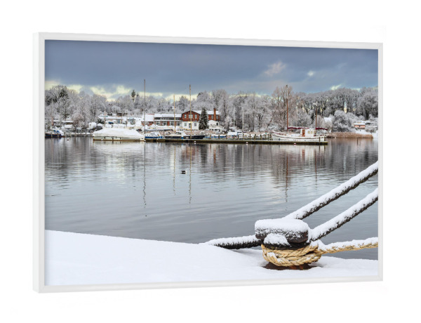 Poster mit weißem Rahmen "Poller, Tampen, Fluss" artboxONE - Natur,Reise,Architektur,Städte / Weitere