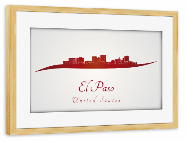 Poster mit Rahmen kiefer "El Paso-Skyline in Rot" artboxONE - Städte
