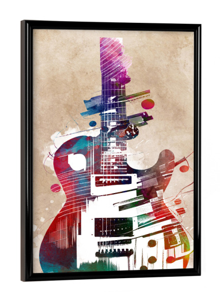 Poster mit schwarzem Rahmen "Kunst der Gitarrenmusik" artboxONE - Musik - Gitarre,Gitarren,Musik,Instrument,Musikinstrument,Band,Jazz
