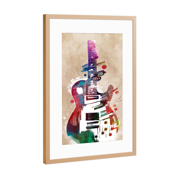 Poster mit Rahmen Kupfer "Kunst der Gitarrenmusik" artboxONE - Musik - Gitarre,Gitarren,Musik,Instrument,Musikinstrument,Band,Jazz