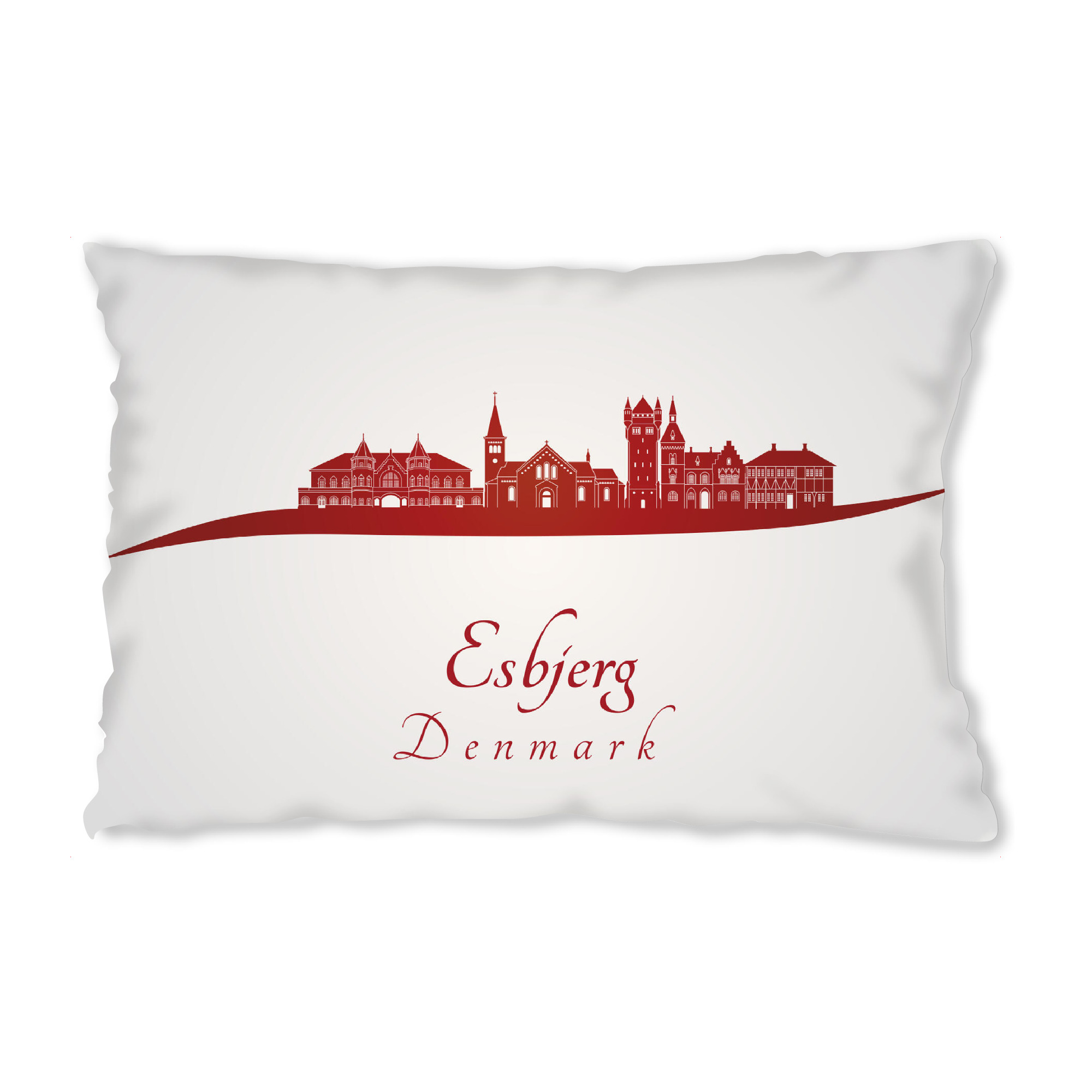 Design-Kissen "Esbjerg-Skyline in Rot" artboxONE - Städte